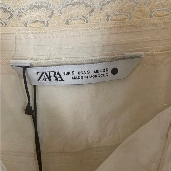 Zara Lace Trim Embroidered Cream Lace Midi Dress - Picture 6 of 12